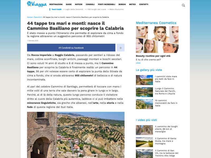 SiViaggia: 44 tappe tra mari e monti: nasce il Cammino Basiliano per scoprire la Calabria