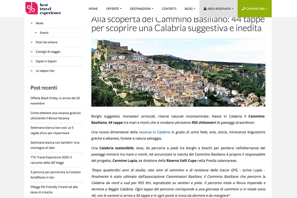 Rassegna Stampa Cammino Basiliano: Best Travel Experience