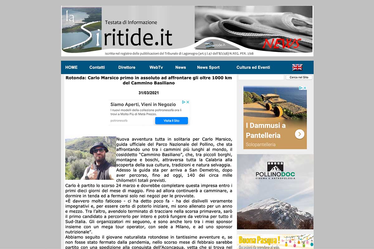 Rassegna Stampa Cammino Basiliano: La Sirtide Rassegna Stampa Cammino Basiliano: La Sirtide