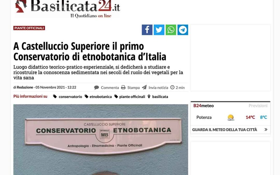 Basilicata24.it: A Castelluccio Superiore il primo Conservatorio di etnobotanica d’Italia