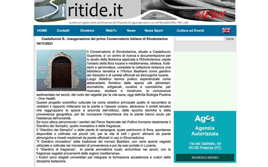 La Siritide: Castelluccio S.: inaugurazione del primo Conservatorio italiano di Etnobotanica