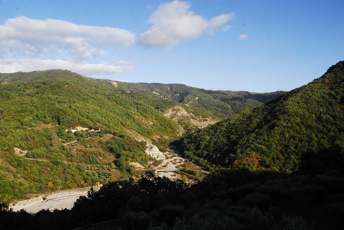 Terranova di Pollino. Bosco del Duca, Sarmento River and Fosso San Migalio seen from the state road SS no 92