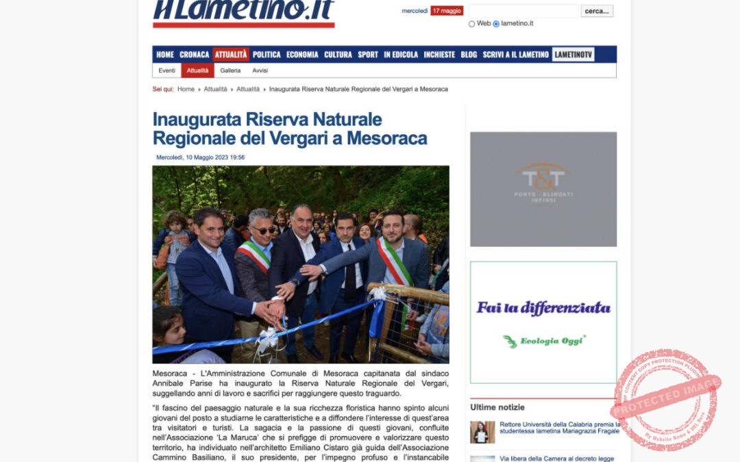 Il Lametino: Inaugurata Riserva Naturale Regionale del Vergari a Mesoraca