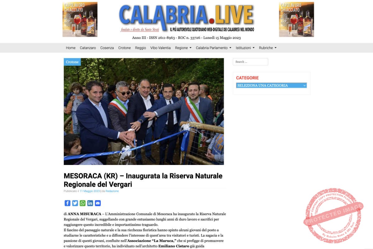 MESORACA (KR) – Inaugurata la Riserva Naturale Regionale del Vergari