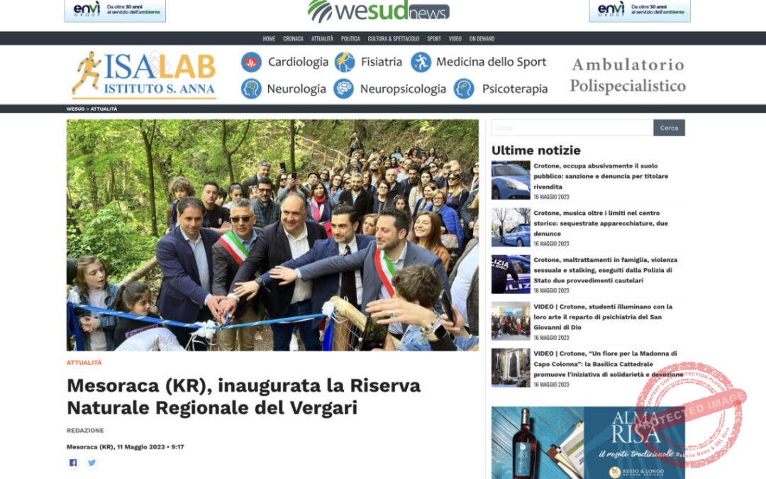 WeSudNews: Mesoraca (KR), inaugurata la Riserva Naturale Regionale del Vergari