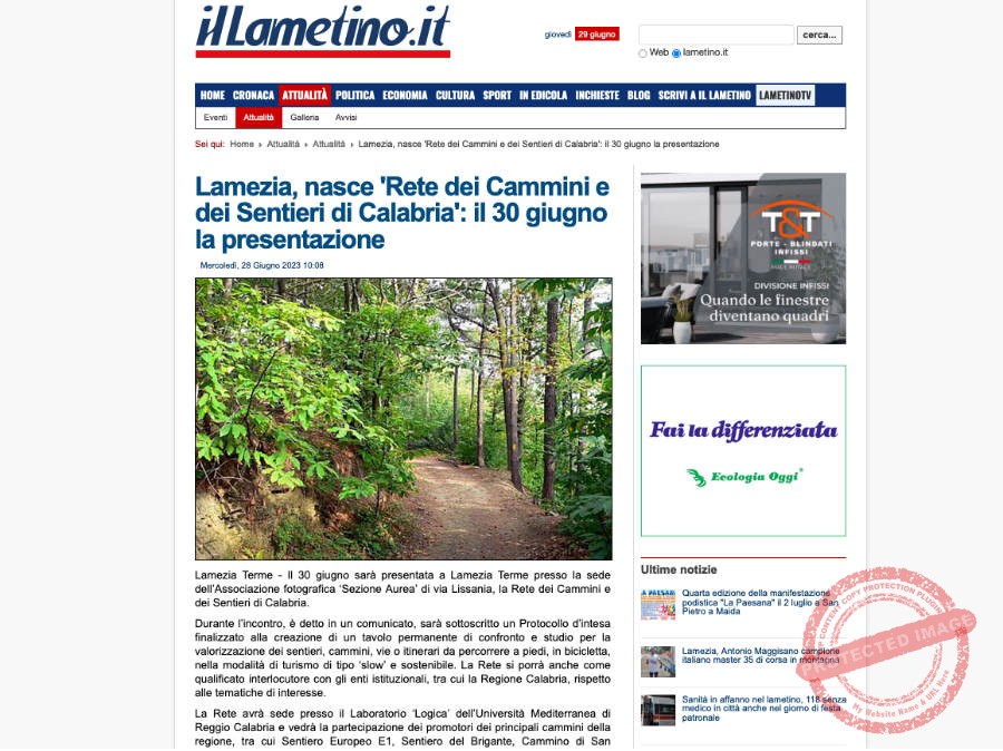 Il Lametino: Lamezia, nasce ‘Rete dei Cammini e dei Sentieri di Calabria’: il 30 giugno la presentazione