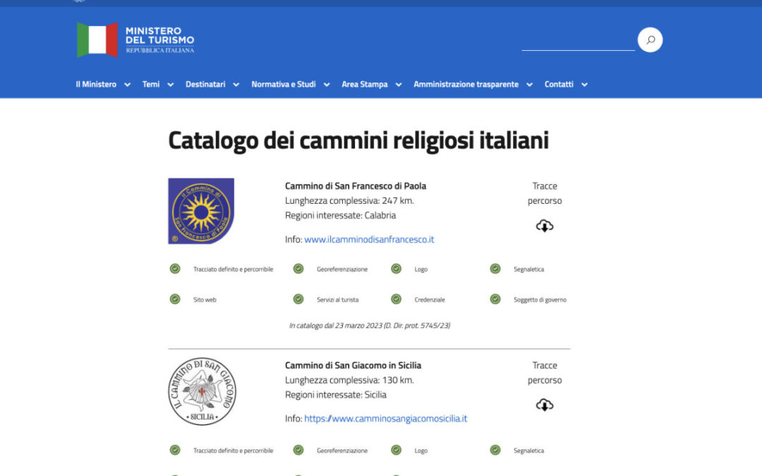 Il Cammino Basiliano nel Catalogo dei cammini religiosi italiani