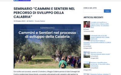 INDICA: seminario “Cammini e sentieri nel percorso di sviluppo della Calabria”