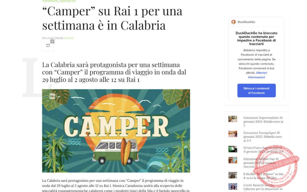 Quotidiano Nazionale – “Camper” su Rai 1 per una settimana è in Calabria