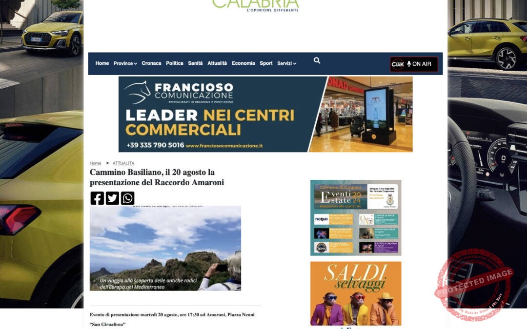 La Nuova Calabria – Cammino Basiliano, il 20 agosto la presentazione del Raccordo Amaroni