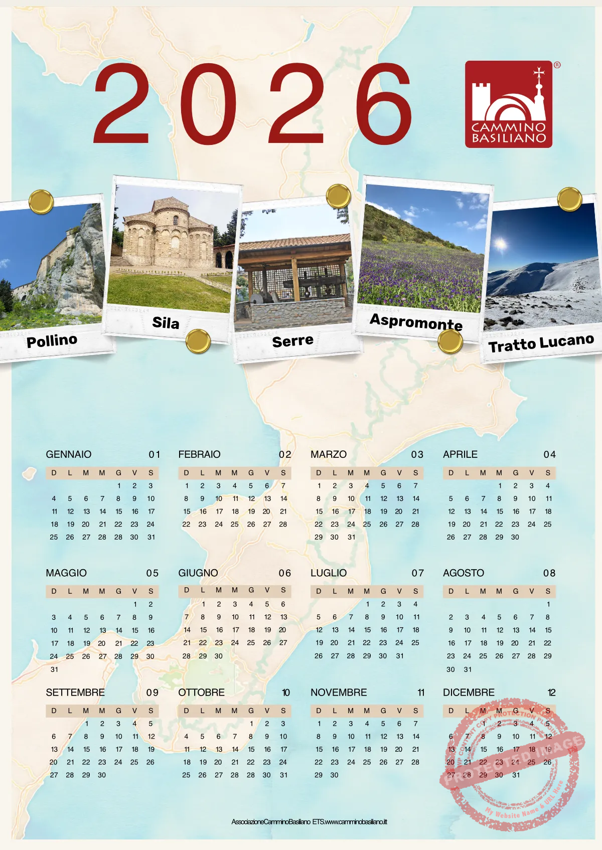 Cammino Basiliano: poster-calendario 2026